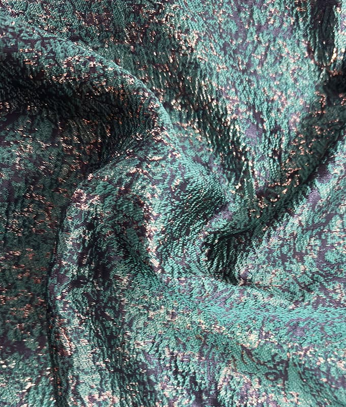 Emerald Metallic Textured Sequin Jacquard Fabric