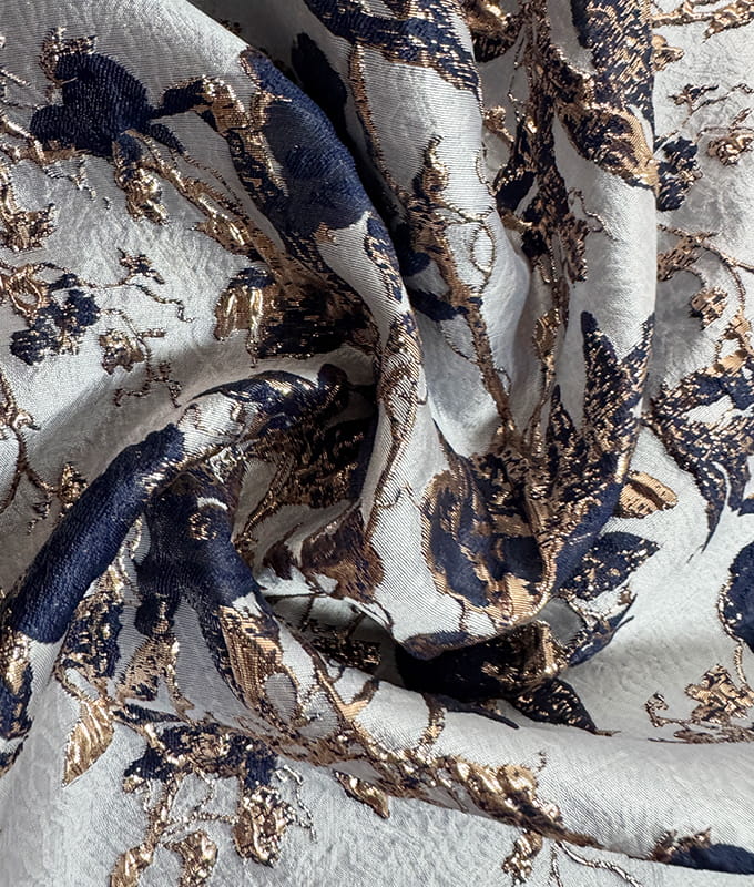 Midnight Floral Sequin Jacquard Fabric