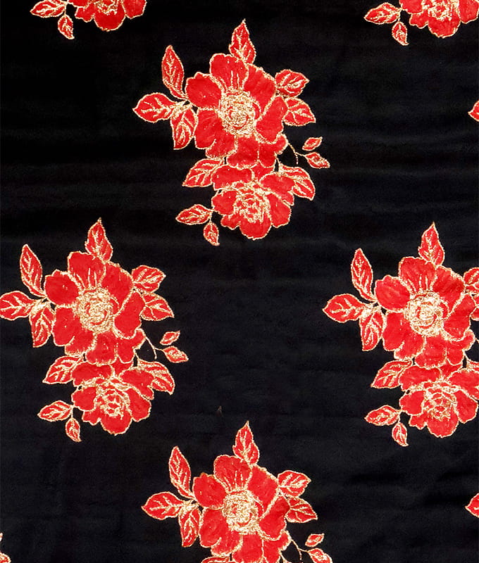Crimson Rose Gold-thread Jacquard Fabric