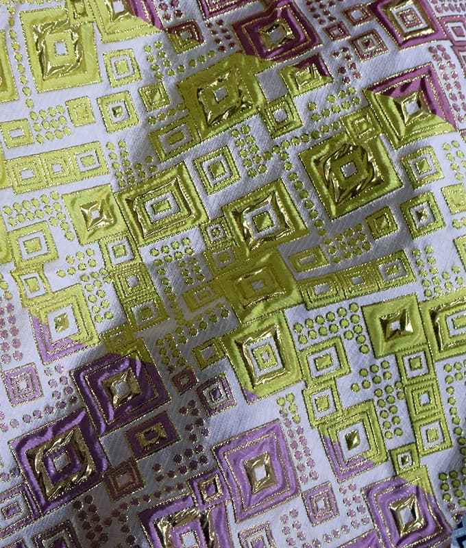 Diamond Lattice Gold-thread Jacquard Fabric