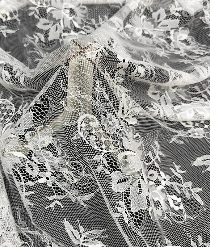 Diamond Mesh Floral Lace Fabric